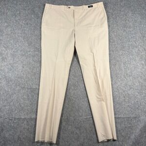 Cremieux Men's Dress Pants Size 44R Tan Beige Flat Front Travel Smart Modern Fit